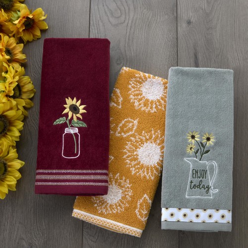 by Saturday Knight Ltd. Sunflower In Jar 2 Pc Hand Towel Set, Wine - Picture 6 of 6