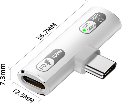 USB C Splitter with 100W Fast Charging, Dual C Headphone and White - 第 7/7 張圖片