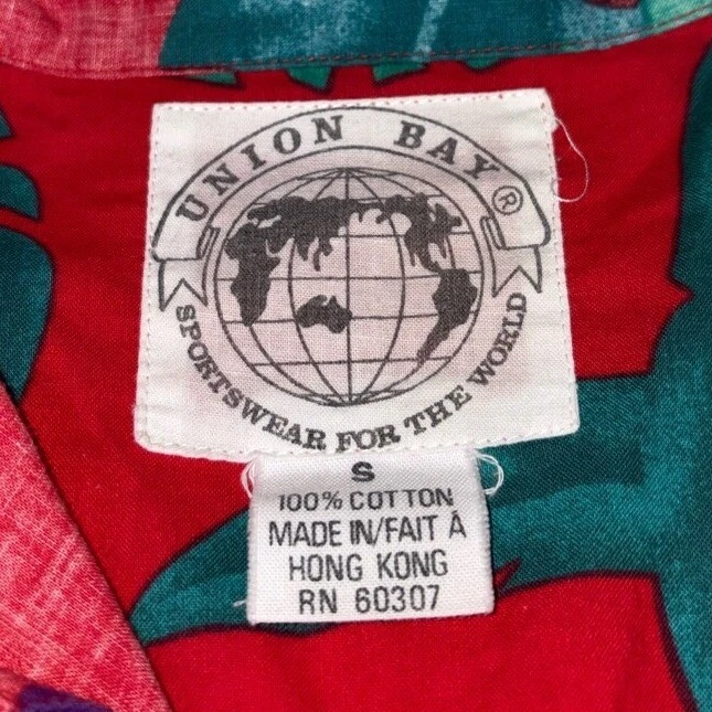 Camisa Hawaiana Union Bay De Colección Loro Tropical Floral Hecha en Hong Kong Talla S Foto 3 de 4