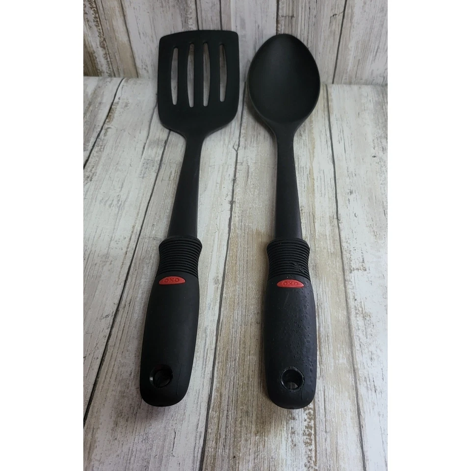 OXO Black Utensil Set Slotted Spatula Serving Spoon Kitchen Gadgets - Image 4 of 4