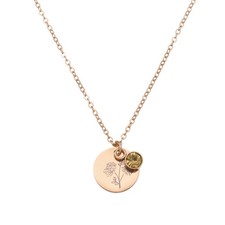 Birth Flower Necklaces, 18K Gold Plated Birthstone, Champagne/Rose Gold