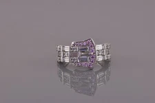 Epiphany Sterling Silver Pink White Cubic Zirconia Buckle Band Ring 925 Sz: 6