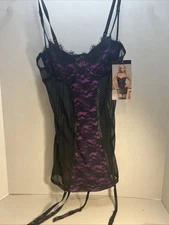 Seven Til Midnight Chemises & Lace  Removable Garters For Women Size M