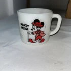 Vintage Fire King Anchor Hocking Mickey & Minnie Mouse Disney Milk Glass Cup Mug