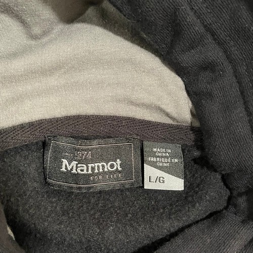 Marmot Hoodie Mens Large Black Pullover Logo Graphic Sweatshirt Fleece - Picture 3 of 9