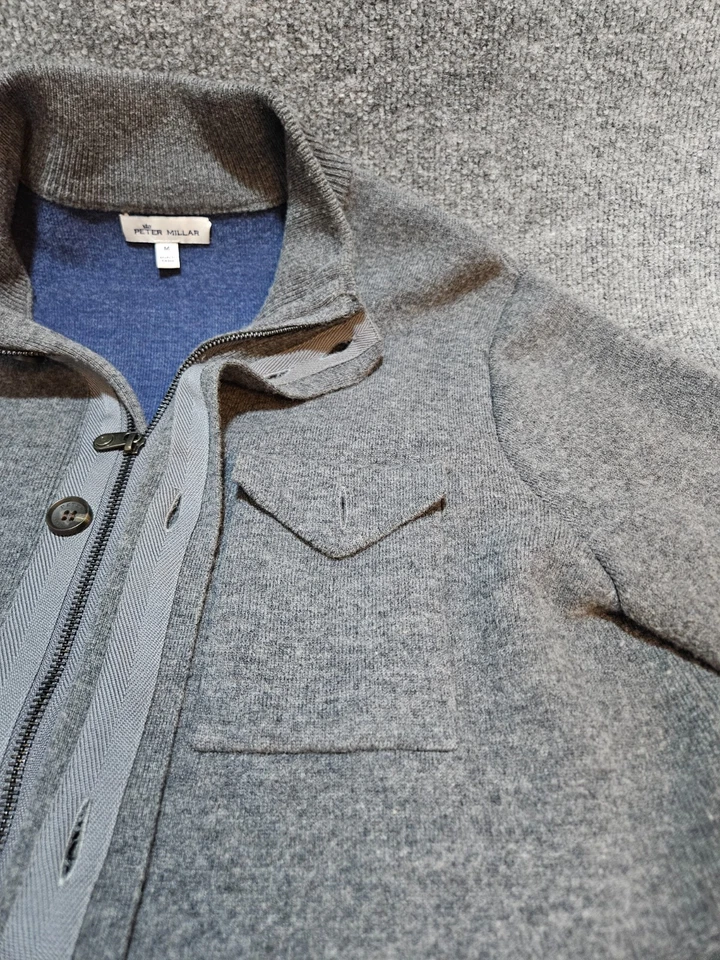 Abrigo Peter Millar Crown Lana Merino Para Hombre Mediano Exterior Invierno Suéter Gris Foto 4 de 4