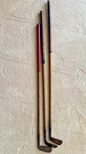 Lot Of 3 Antique Hickory Wood Shaft Vintage Golf Clubs for Decor Display