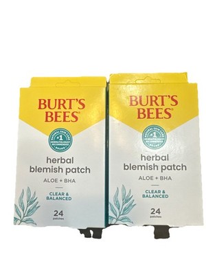 2pk Burt's Bees Herbal Blemish Patch w/ Aloe + BHA 24 Patches Clear & Balanced