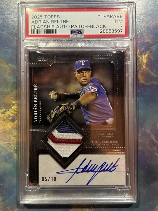 2025 Topps Adrian Beltre Texas Rangers Flagship Auto Patch-Black 5/10 #TFAP-ABE