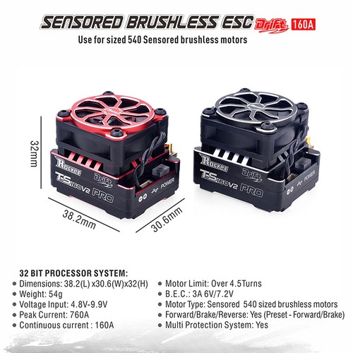 Surpass Hobby Thunder 540 Sensored Brushless Motor 160A ESC Combo for 1/10 Cars - Picture 11 of 20