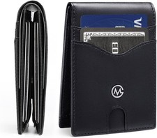 Slim Leather Bifold Wallet for Men with Money Clip RFID Blocking Card Holder