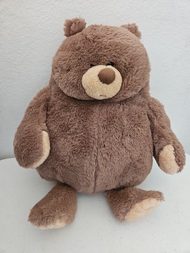 2018 Animal Adventure Bear Plush Stuffed Animal Brown Tan Chubby Fat - Picture 1 of 7