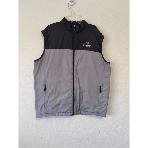 Footjoy Puffer Gilet Golf Uomo L Full Zip Isolato Leggero Nero Grigio Logo - Foto 1 di 7