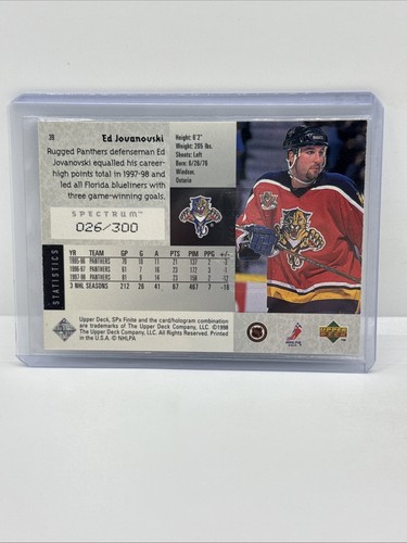 1998-99 SPx Finite - Ed Jovanovski #39 Spectrum /300 - Picture 3 of 3