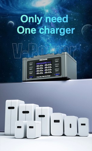 FastCharger Station AIO Multi-Device Charging 8 Port PD3 QC3 160W Mechanic UK - Picture 4 of 10