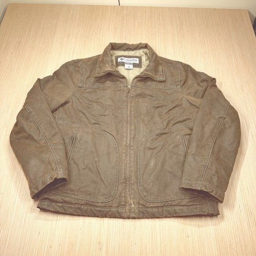 Vintage Columbia Bomberjacke Herren mittelbraun gewachste Baumwolle durchgehender Reißverschluss isoliert - Bild 2 von 9