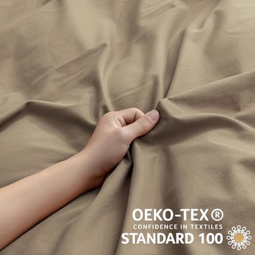 Duvet Cover Queen Size - 100% Washed Cotton Linen Like Queen(90"×90") Khaki - Picture 6 of 7