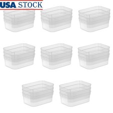 3 Pack Clear Storage Trays Medium Drawer Organizers Easy Clean Stackable New