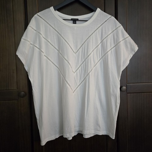 Ann Taylor Womens Top V Cutout 100% Cotton Classic Euro Summer Elevated Basic XL