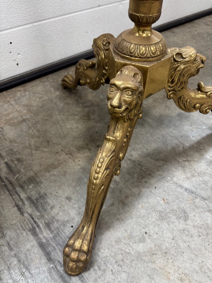Vintage Italian Solid Brass Revolving Coat Rack/ Hall Tree w/ Lion Head Feet - Image 3 of 4