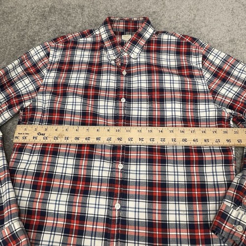 J Crew Hemd Herren groß kariert Button Down Langarm Tasche Oxford Baumwolle - Bild 3 von 8
