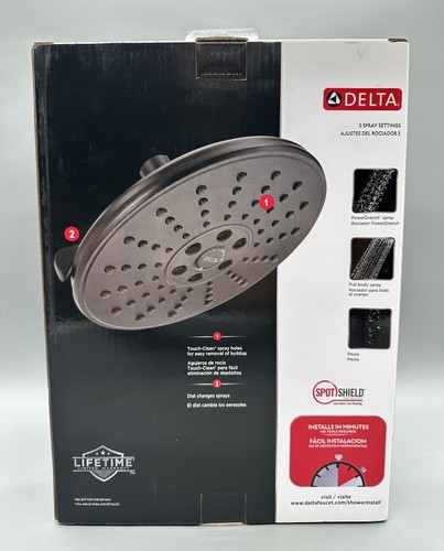 Delta 3-Spray 7,7 Zoll Wandhalterung Fester Regen H2Okinetischer Duschkopf Venetian - Bild 3 von 6