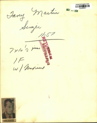 1957 Pressefoto Tony Martin, Cyd Charisse und Leo Durocher bei Mayer Beerdigung - Bild 4 von 4