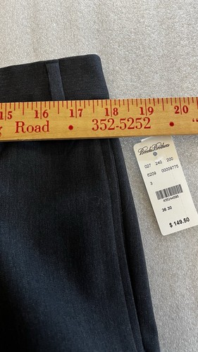 Pantalones de vestir Brooks Brothers Madison Fit 36x30 de lana gris/negro plisados nuevos con etiqueta - Imagen 15 de 18