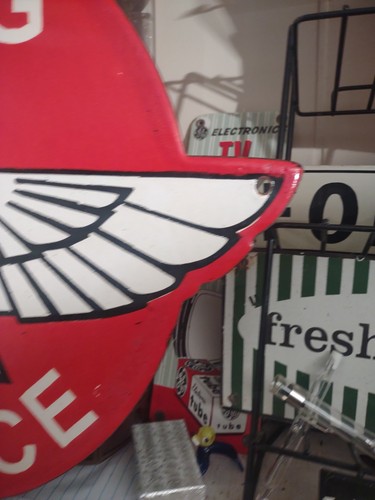 VINTAGE RARE FLYING A GASOLINE PORCELAIN METAL GAS OIL SERVICE STATION PUMP SIGN - Picture 6 of 11