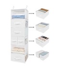 GRANNY SAYS 6 Shelf Hanging Wardrobe Organiser 5 Drawers & Side Pockets White