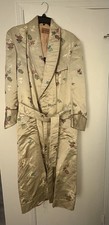 Mitsukoshi Tokyo Floral Satin Robe w/ Belt, Beige Multicolor