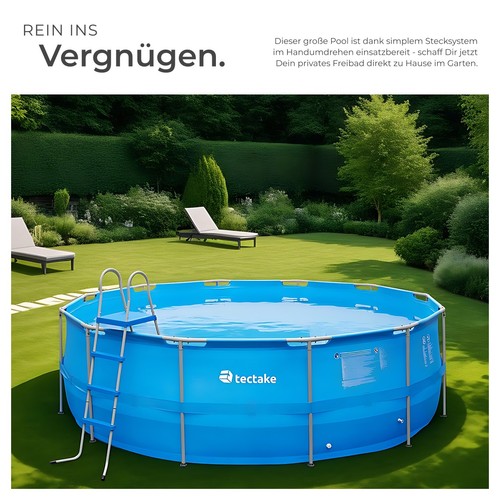 Swimming Pool Komplettset Frame Pool Schwimmbad Garten Schwimmbecken 450cm Rund - Bild 4 von 12