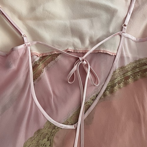 Vintage Victoria’s Secret Silk Slip Long Dress Lingerie Pink Lace Ombré Y2K L - Picture 7 of 10