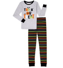 Boy's Trick or Treat Halloween Striped Cotton Pajama Set, Size 5