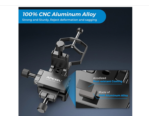 APEXEL CNC Aluminum 3-Axis Telescope Phone Adapter, XYZ-Axis High-Precision P... - Picture 8 of 12