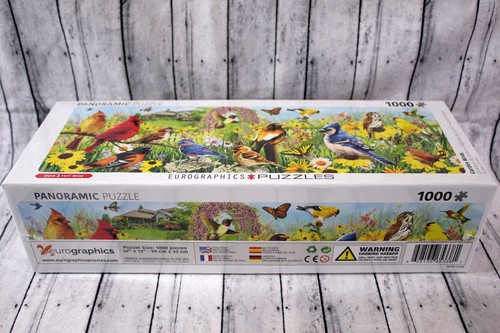 Eurographics Puzzles Garden Birds 1000-Pieces Panoramic Puzzle New and Sealed - Picture 4 of 9