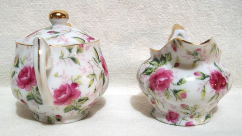 Mini crema y azúcar Lefton rosa pintada a mano NE 794 R-N - Imagen 4 de 7