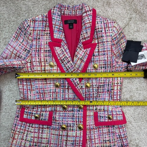 Halogen x Atlantic-Pacific Size 8 Tweed Blazer Jacket Pink Multicolor NWT - Picture 15 of 19