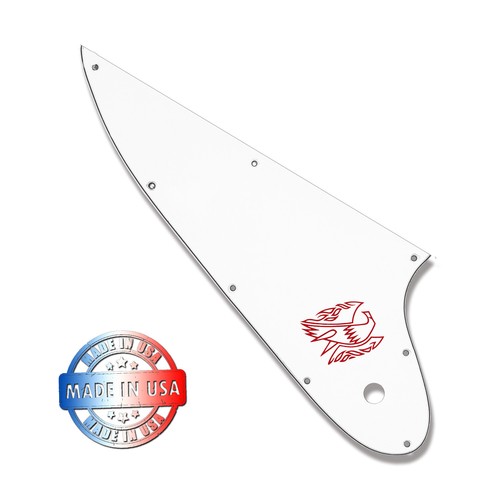 White 3 Ply Pickguard for 1963-1965 Gibson Firebird w/ Red Decal Made in USA - Picture 2 of 9