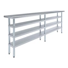 14 in. x 96 in. Stainless Steel Table With Three Undershelves