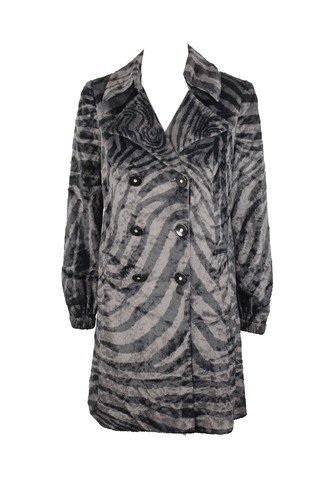 Beth Bowley Black Grey Animal-Print Double-Breasted Coat 8 - Bild 1 von 3