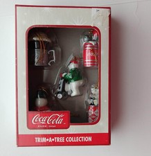 Box of 5 Miniature Christmas Ornaments Coca-Cola Trim A Tree Collection