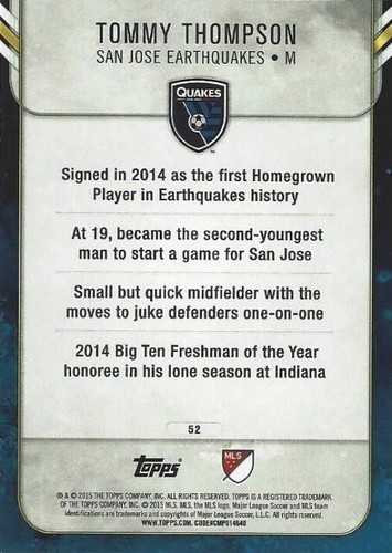 2015 Topps Major League Soccer Apex Base Common Card (51 - 60) MLS - Picture 4 of 40