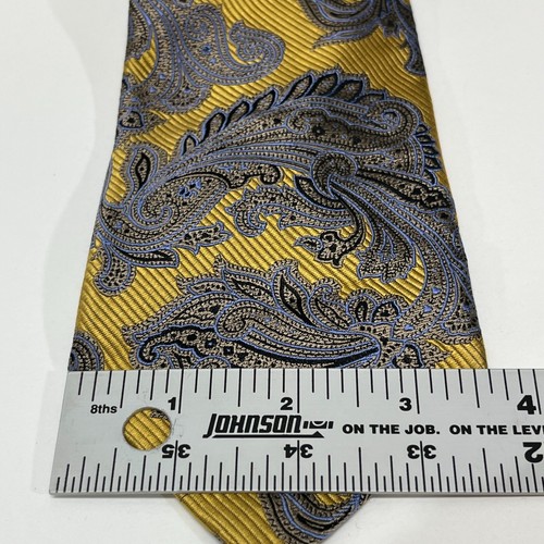 Jos. A Bank Signature Collection Men's Neck Tie - 100% Silk Gold Blue Paisley - Picture 8 of 8