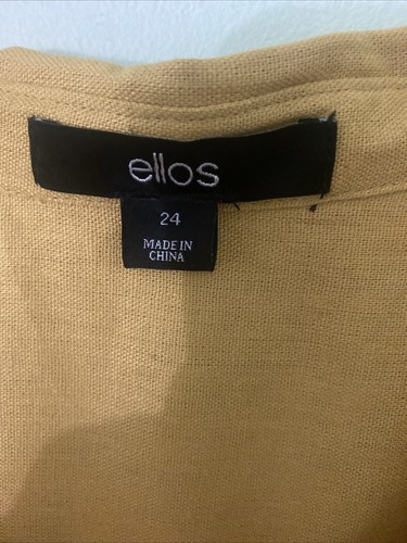 Ellos Senf Übergröße Knopfleiste Leinen Hemdkleid Gr. 24 Neu Mit Etikett - Bild 2 von 3