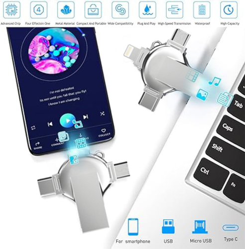 TYPE-C USB Memory OTG 4 in 1 Photo Stick Flash Pen Drive Android/Samsung/PC/Mac - Foto 2 di 23