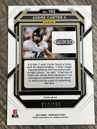 2023 Prizm Draft Picks, ANDRE CARTER II, /199 RC, Blue Prizm, #192, Vikings - Picture 2 of 7