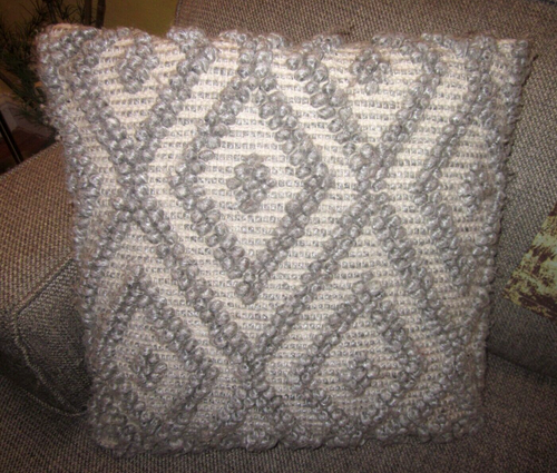 4 India Boho Rustic Wool Cotton Grey White Pillow Covers 18x18 Geometric Diamond - Picture 2 of 7