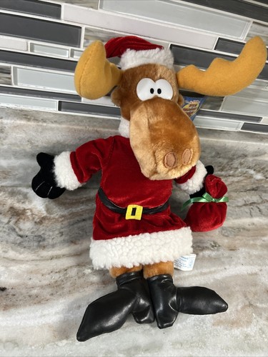 Toy Network Stuffed Plush Christmas Bullwinkle Santa Claus Moose Toy 2001 NWT - Picture 2 of 10