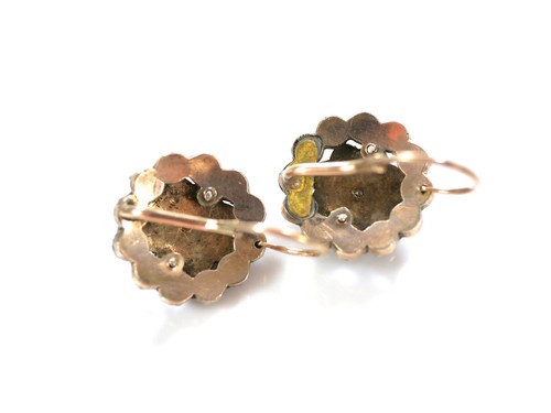 beautiful old earrings - with Bohemian grenades - circa 1860/80 - tombak - Picture 10 of 10